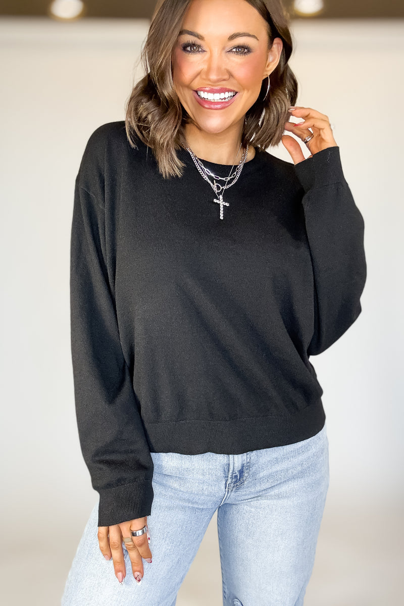 Essential Black Round Neck Sweater