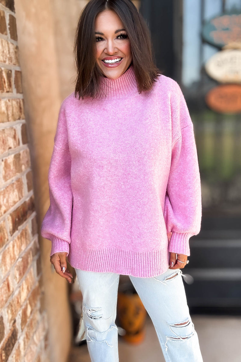 Alexis Favorite Pink Mock Neck Sweater