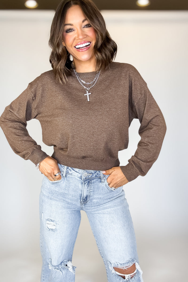 Essential Mocha Round Neck Sweater