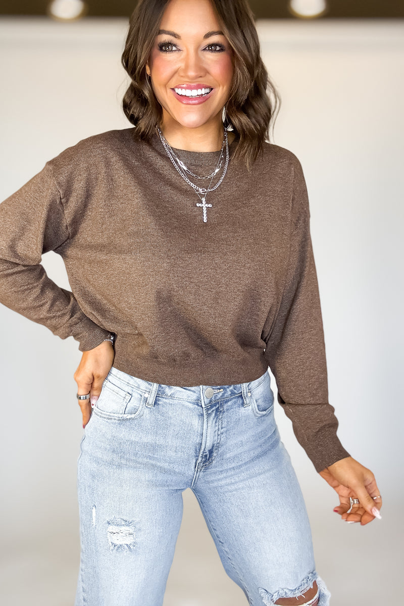 Essential Mocha Round Neck Sweater