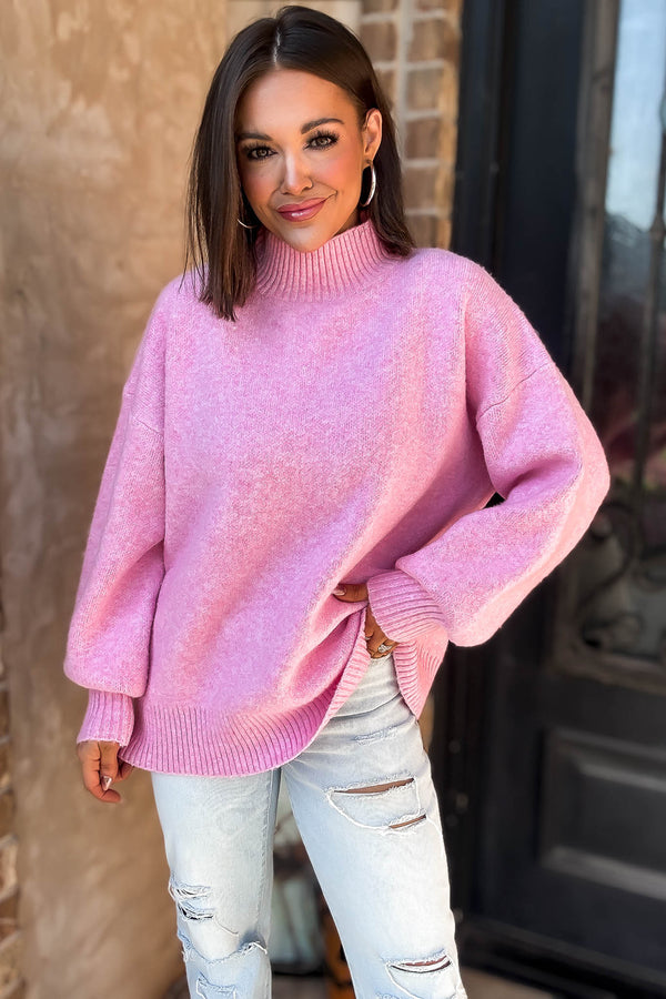 Alexis Favorite Pink Mock Neck Sweater