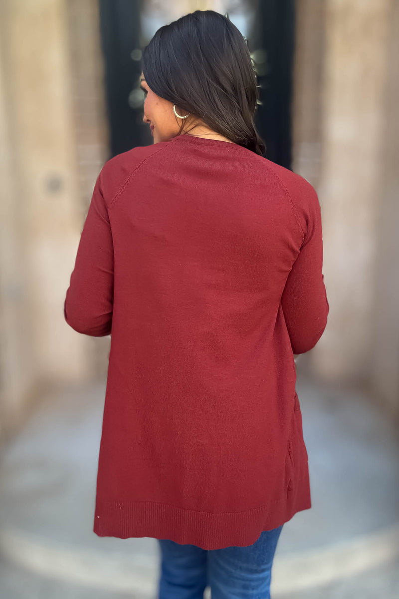 Just Right Brick Light Weight Open Sweater Cardigan
