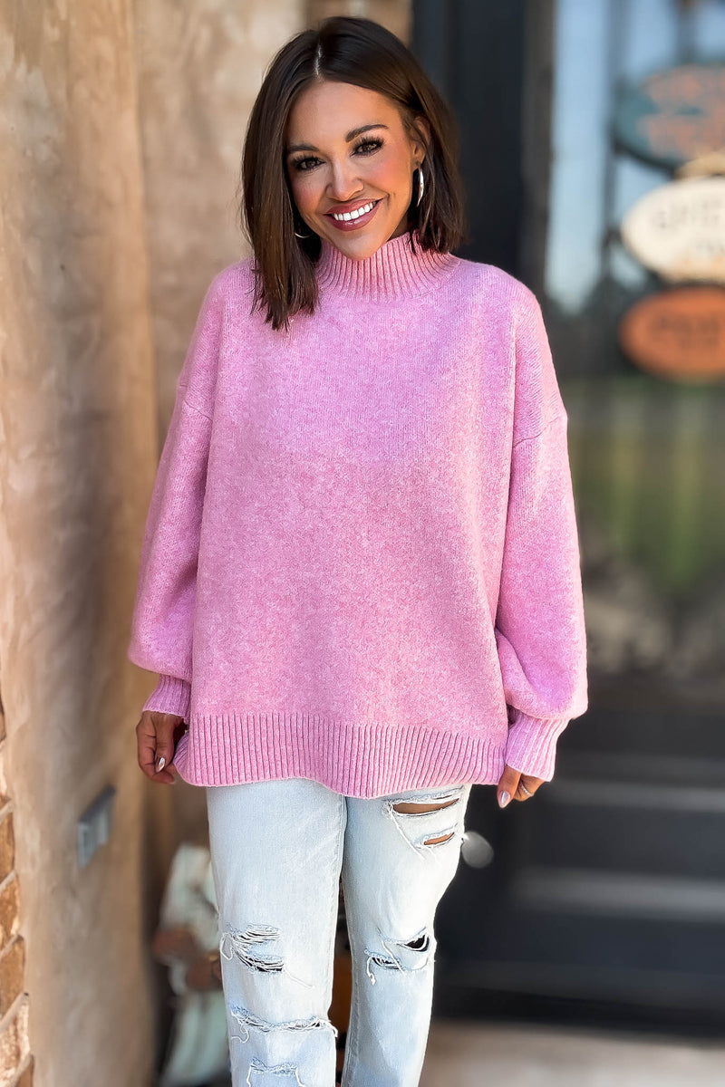Alexis Favorite Pink Mock Neck Sweater