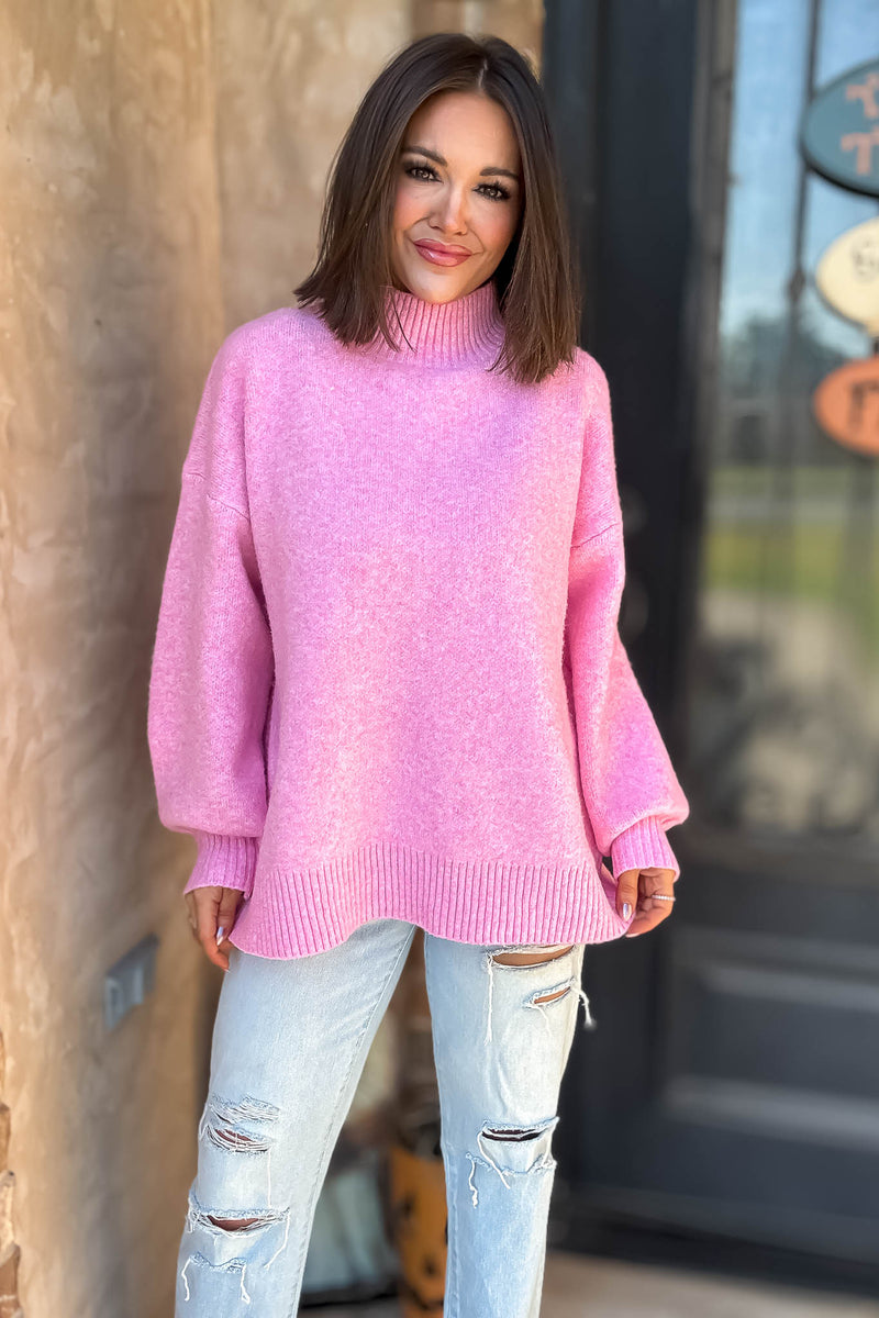 Alexis Favorite Pink Mock Neck Sweater