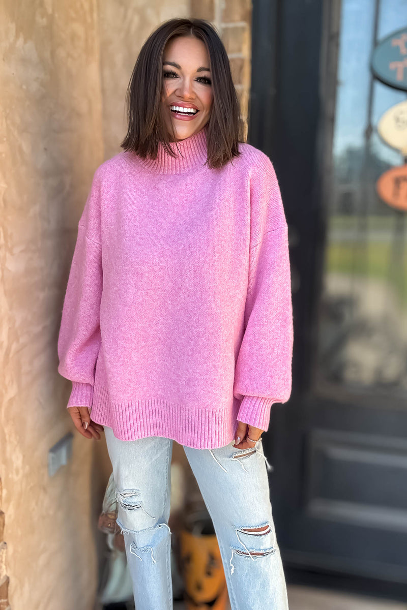 Alexis Favorite Pink Mock Neck Sweater
