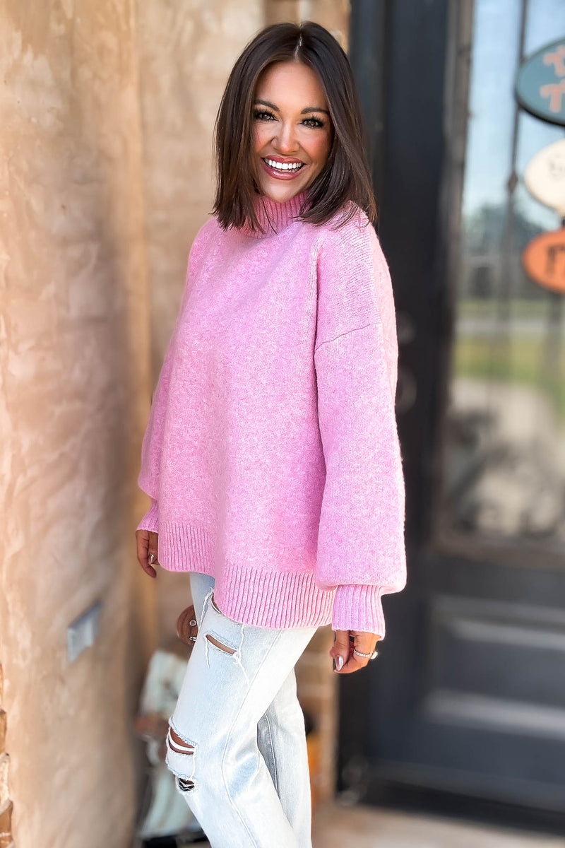 Alexis Favorite Pink Mock Neck Sweater