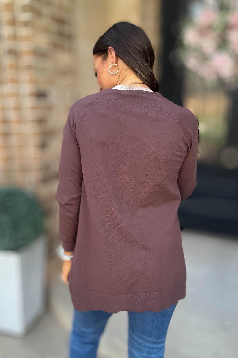 Just Right Cocoa Brown Light Weight Open Sweater Cardigan