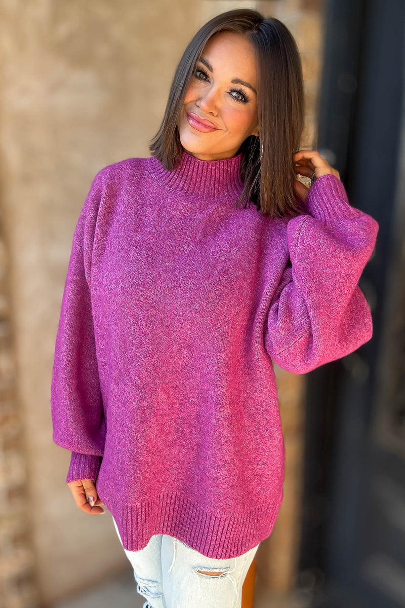 Alexis Favorite Plum Mock Neck Sweater