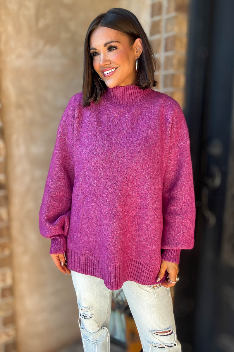 Alexis Favorite Plum Mock Neck Sweater