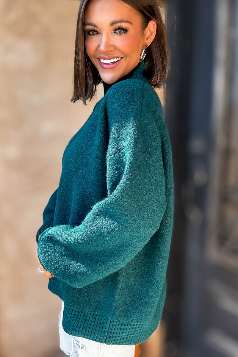 Alexis Favorite Hunter Green Mock Neck Sweater