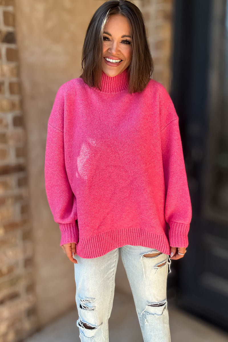 Alexis Favorite Fuchsia Mock Neck Sweater