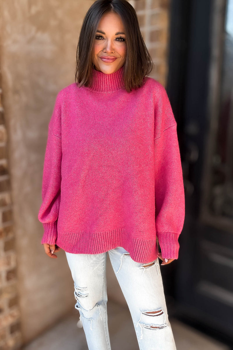Alexis Favorite Fuchsia Mock Neck Sweater
