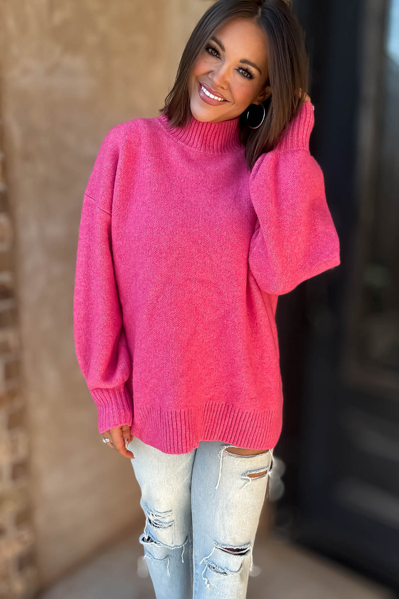 Alexis Favorite Fuchsia Mock Neck Sweater