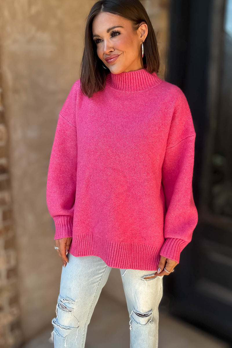 Alexis Favorite Fuchsia Mock Neck Sweater