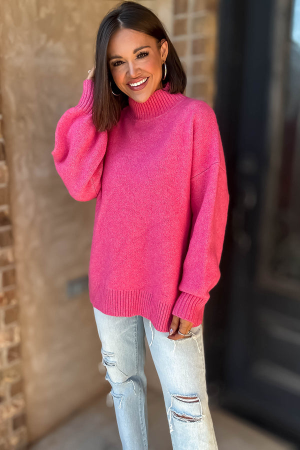 Alexis Favorite Fuchsia Mock Neck Sweater