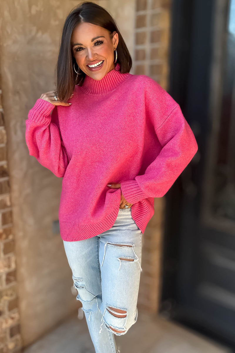 Alexis Favorite Fuchsia Mock Neck Sweater