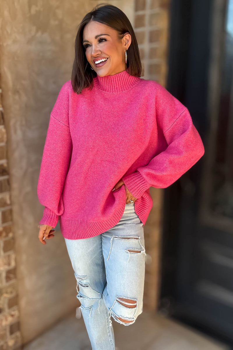 Alexis Favorite Fuchsia Mock Neck Sweater