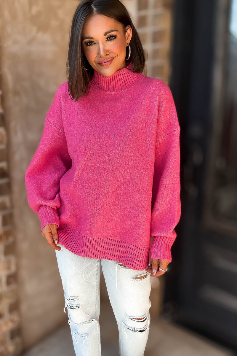 Alexis Favorite Fuchsia Mock Neck Sweater