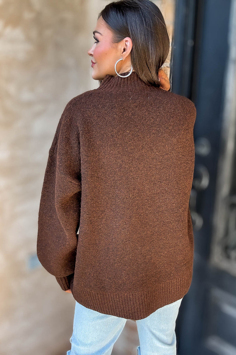 Alexis Favorite Brown Mock Neck Sweater