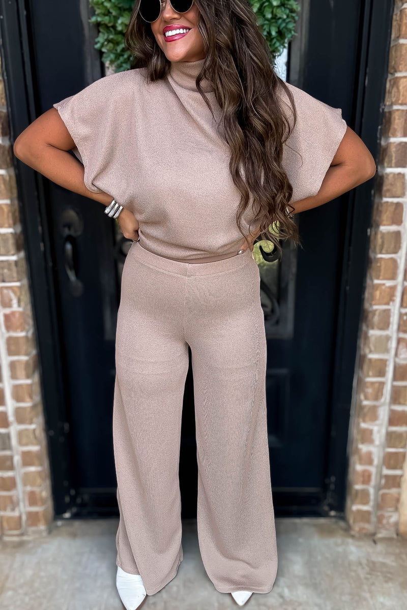 Here For It Beige Sweater Pants