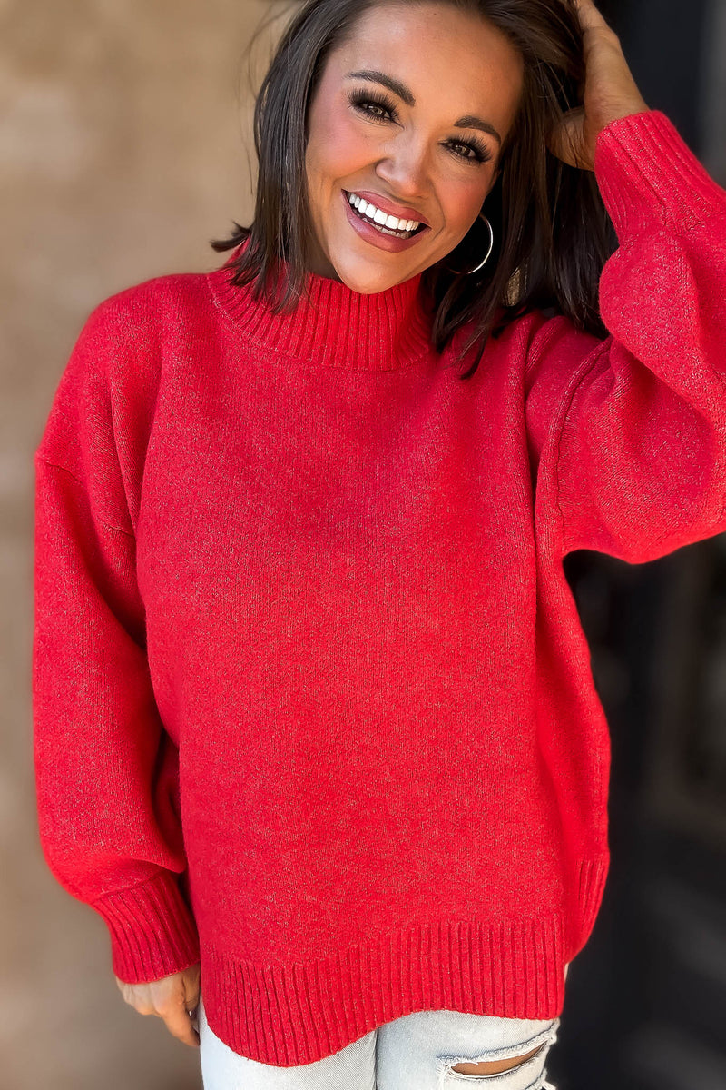 Alexis Favorite Red Mock Neck Sweater