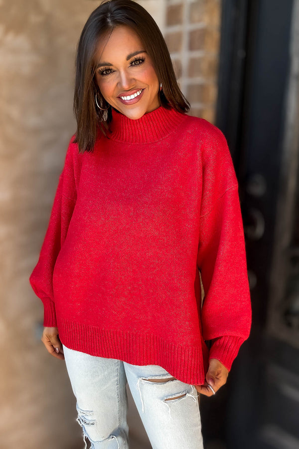 Alexis Favorite Red Mock Neck Sweater