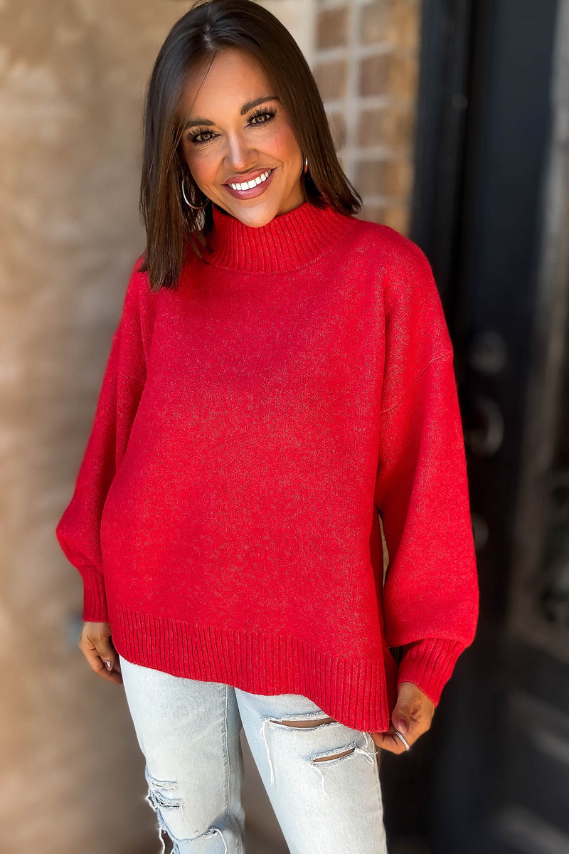 Alexis Favorite Red Mock Neck Sweater