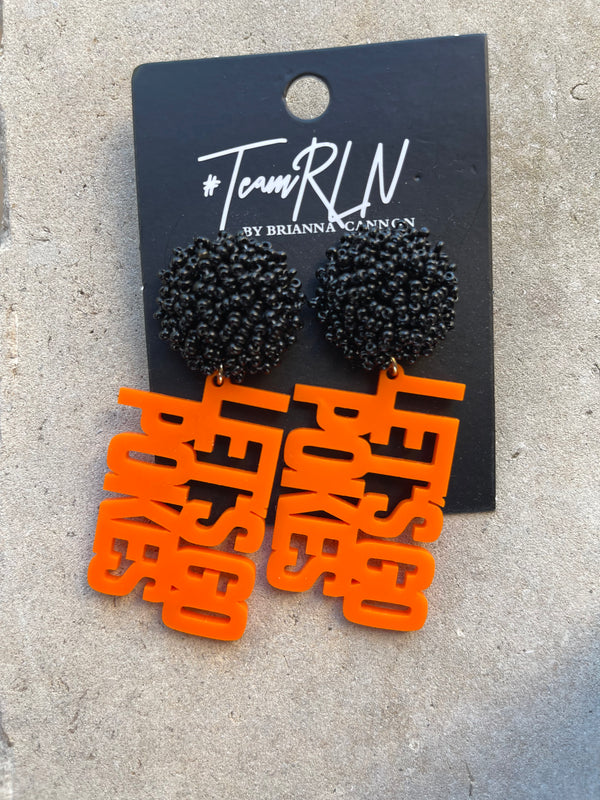 OSU EARRINGS LET'S GO POKES ORANGE