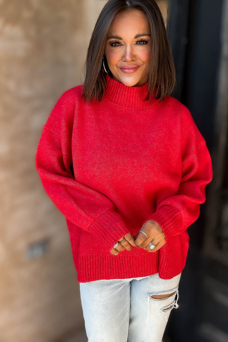 Alexis Favorite Red Mock Neck Sweater