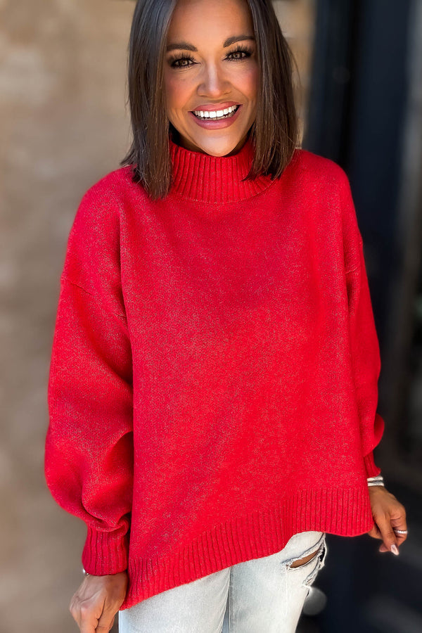 Alexis Favorite Red Mock Neck Sweater