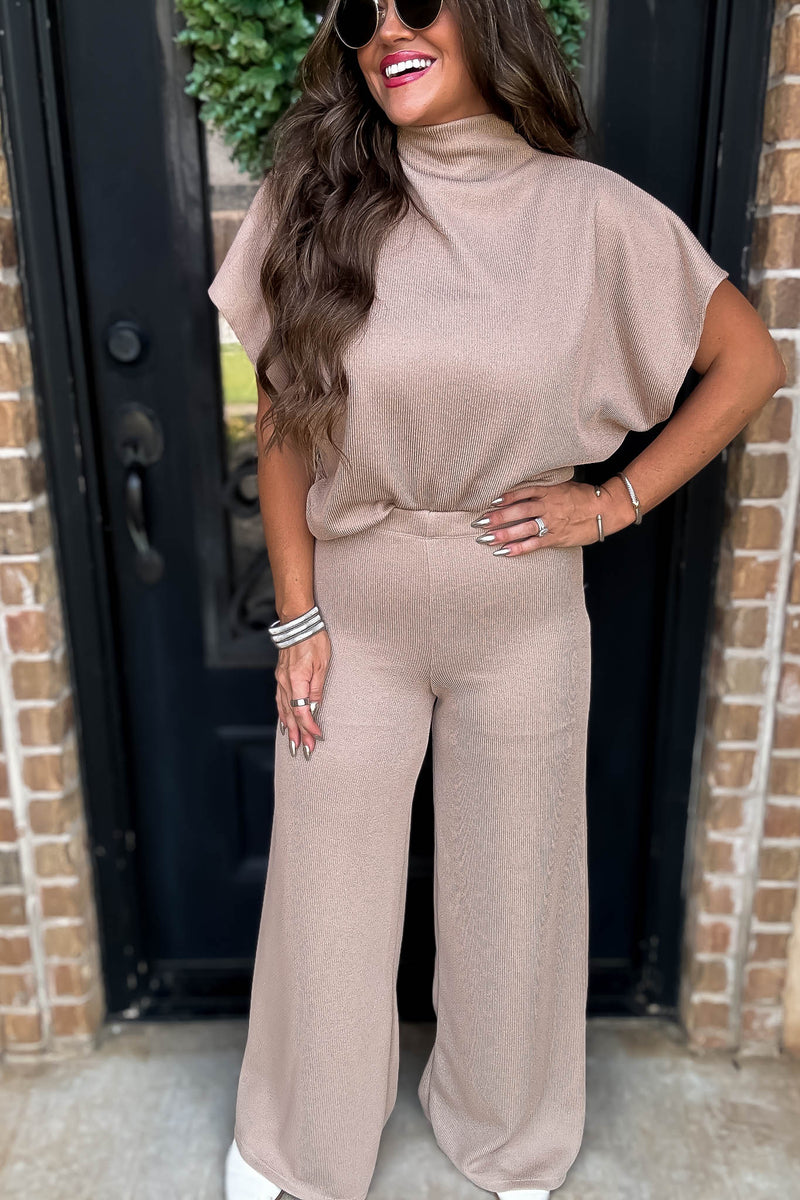 Here For It Beige Sweater Pants