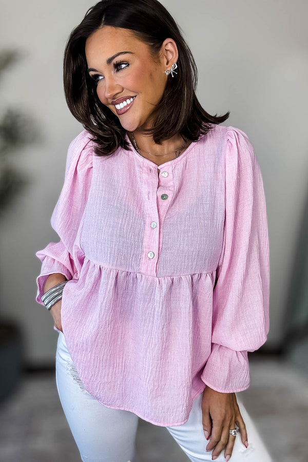 Call It Fate Pink Balloon Sleeve Top
