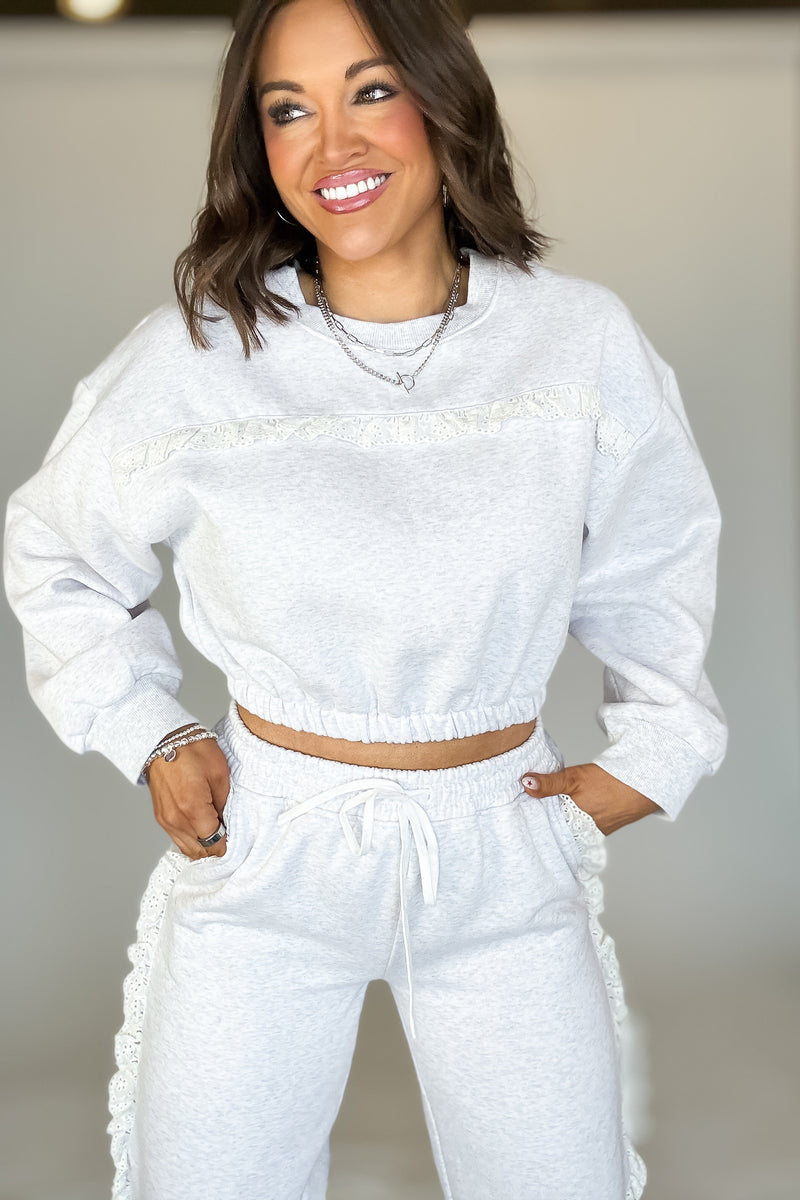 Le Lis Long Sleeve Heather Grey Sweatshirt