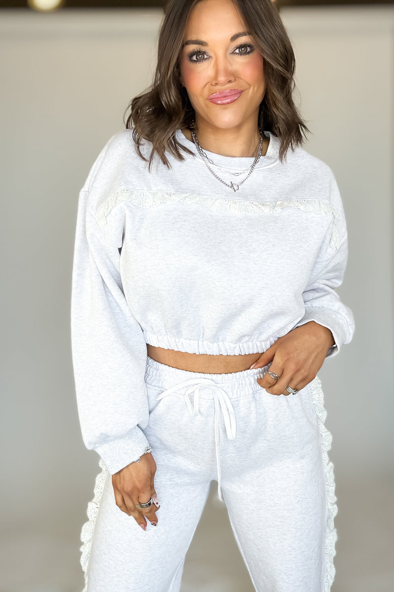 Le Lis Long Sleeve Heather Grey Sweatshirt