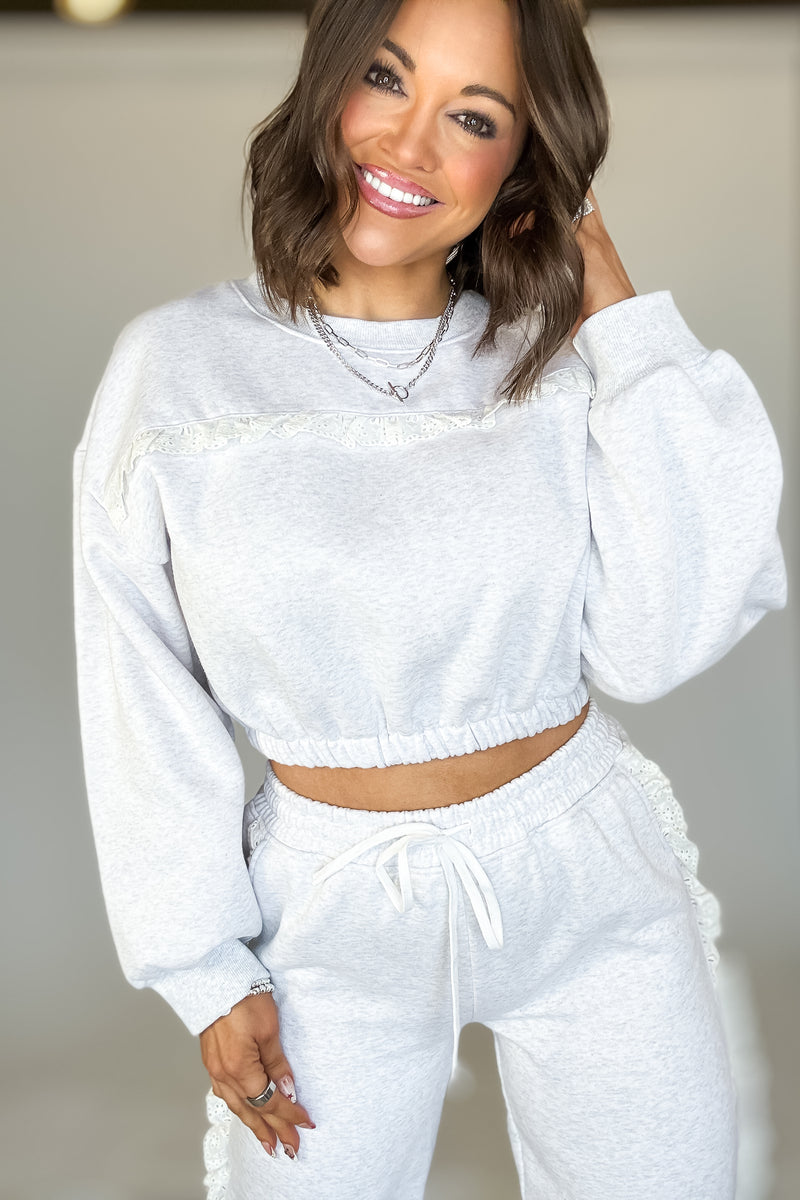 Le Lis Long Sleeve Heather Grey Sweatshirt