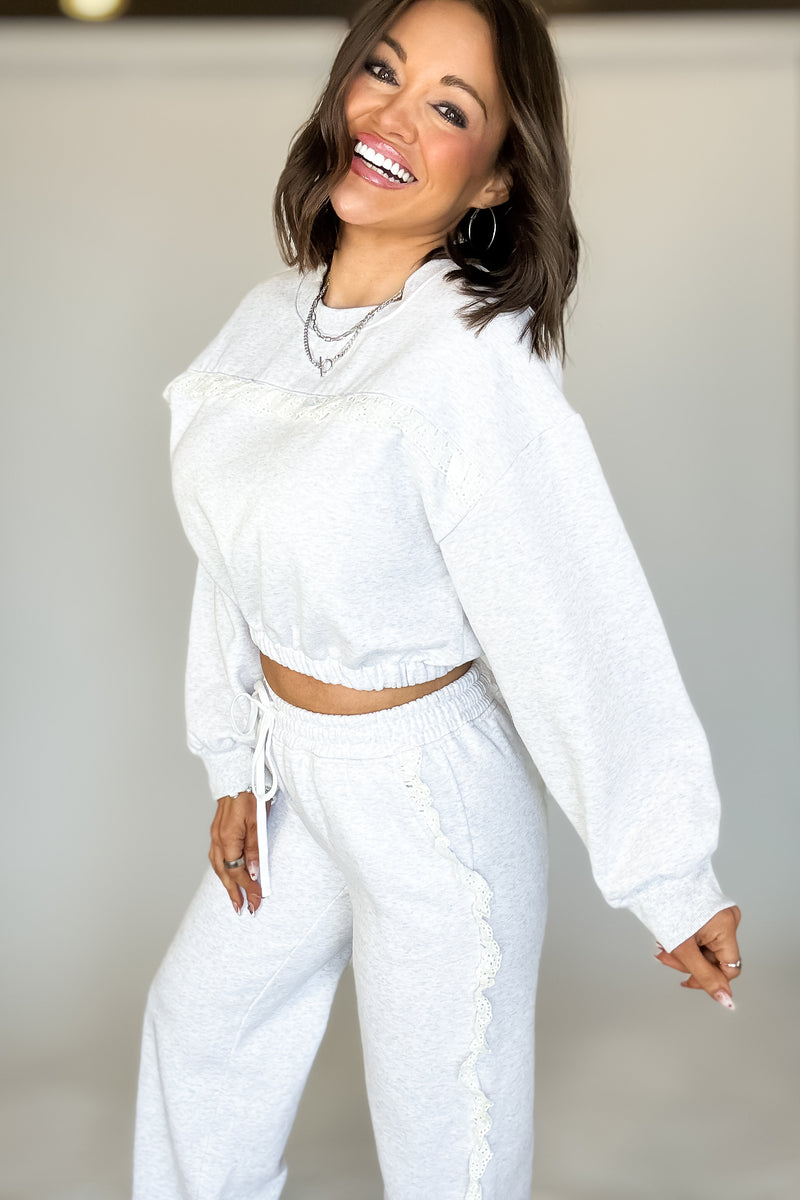 Le Lis Long Sleeve Heather Grey Sweatshirt