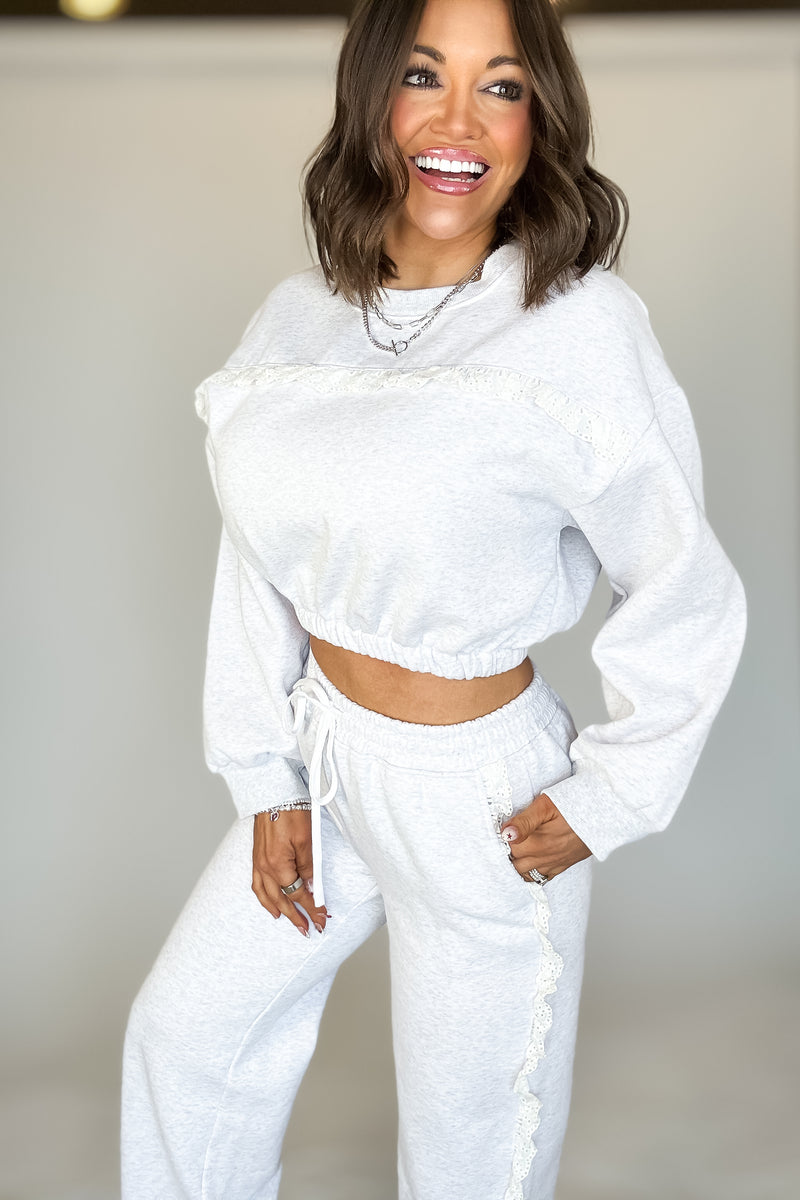 Le Lis Long Sleeve Heather Grey Sweatshirt