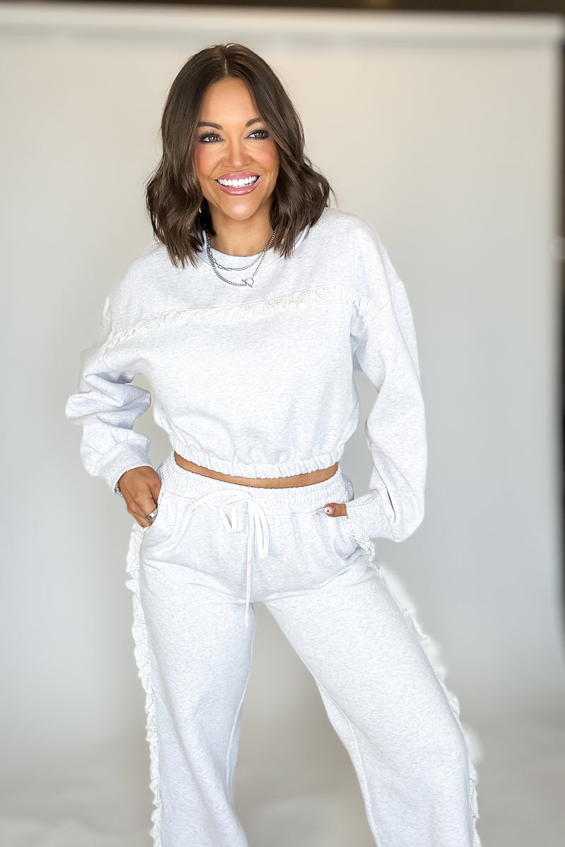 Le Lis Long Sleeve Heather Grey Sweatshirt