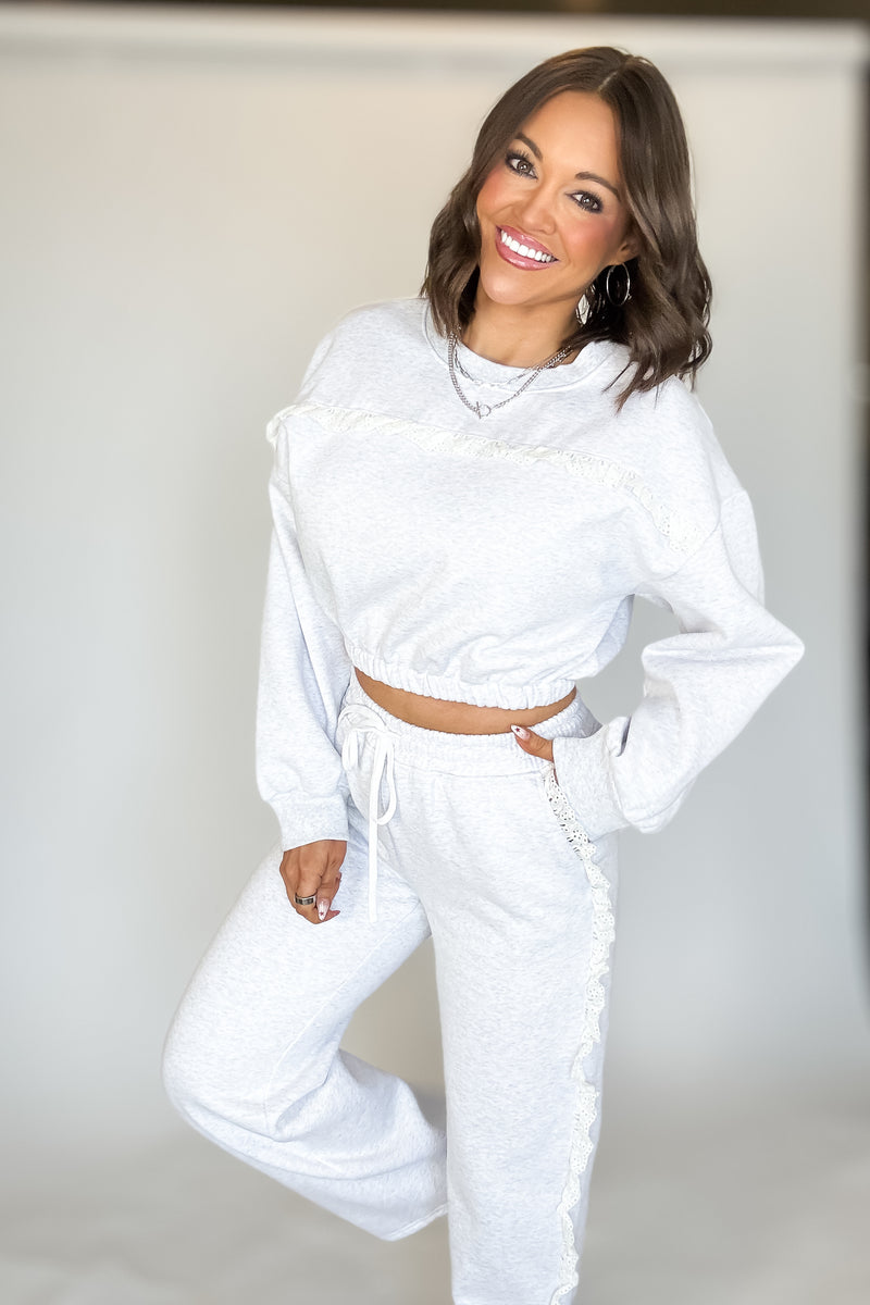 Le Lis Long Sleeve Heather Grey Sweatshirt