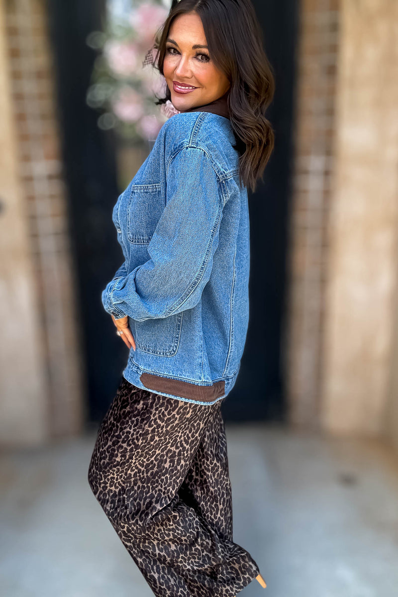 Trust Me On This One Contrast Collar Denim Jacket