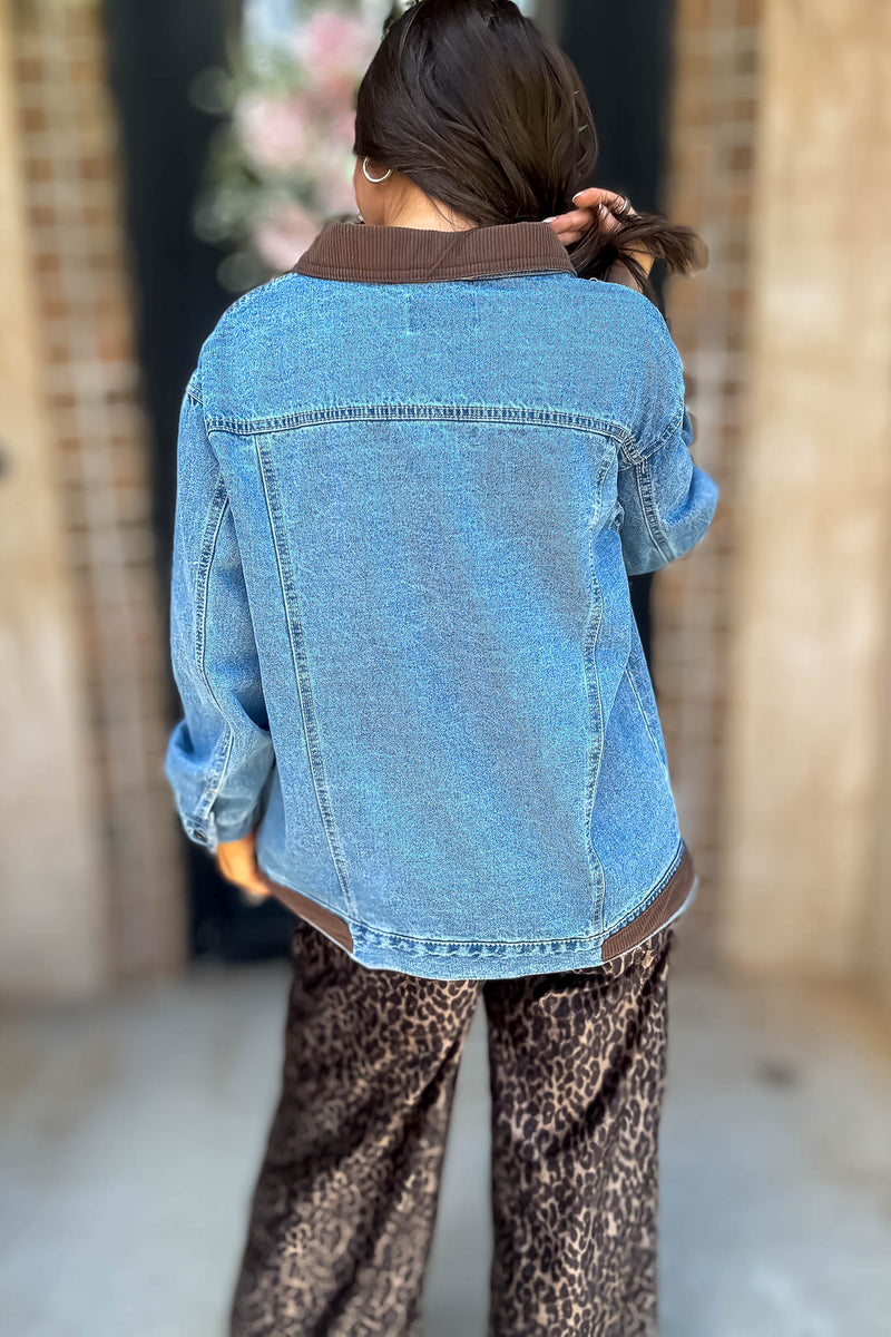 Trust Me On This One Contrast Collar Denim Jacket