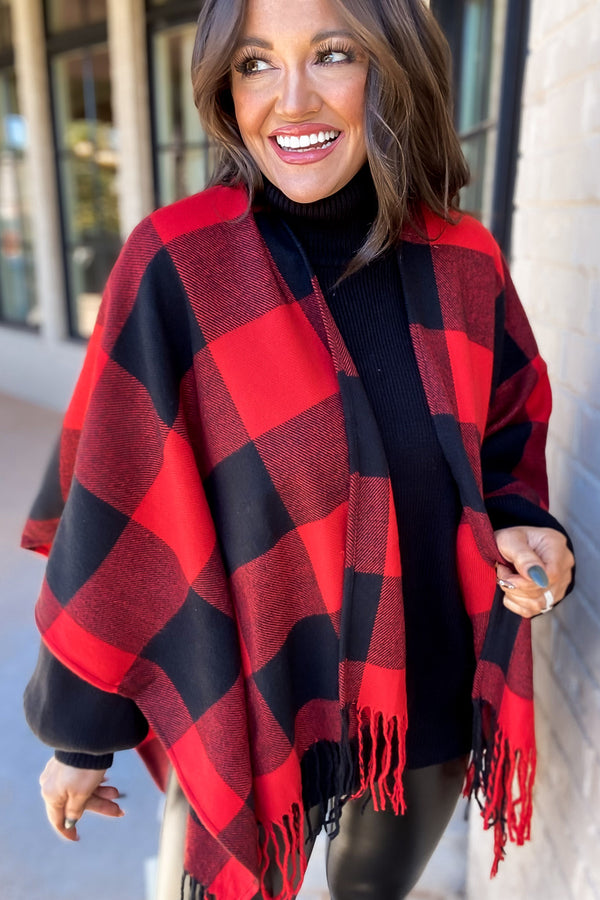 Fall Favorite Red Plaid Kimono
