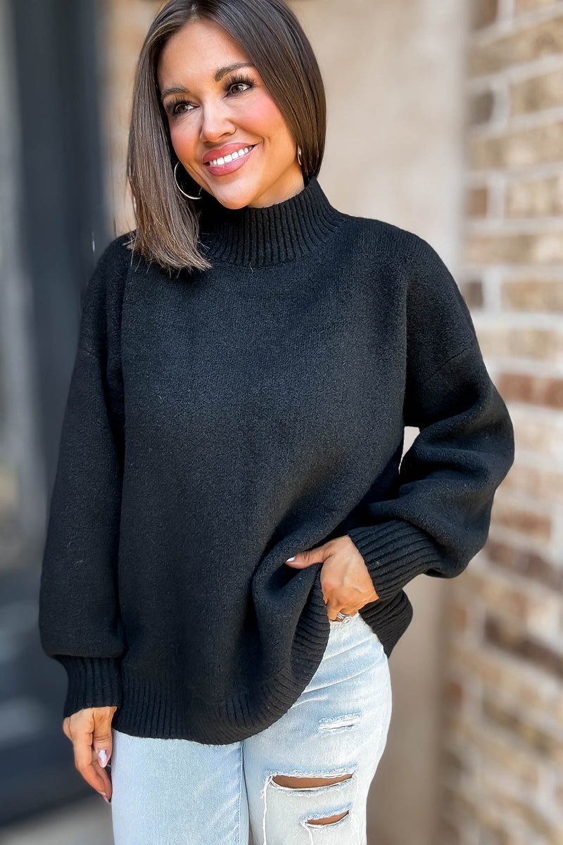 Alexis Favorite Black Mock Neck Sweater