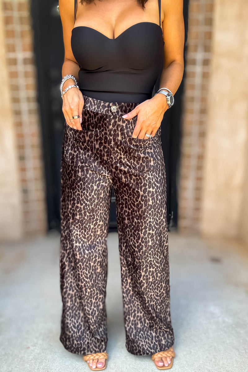 Running Errands Wide Leg Leopard Pants