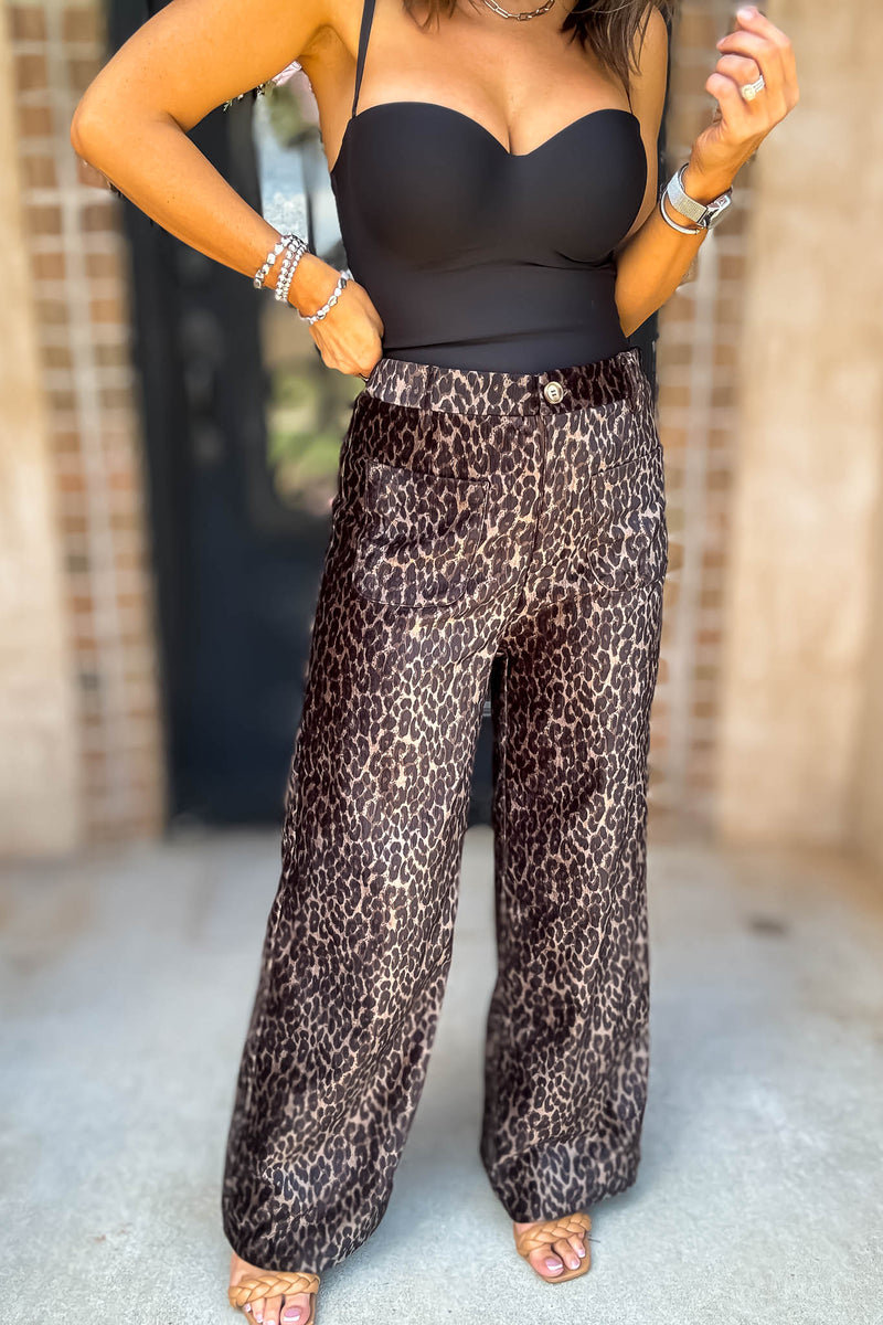 Running Errands Wide Leg Leopard Pants