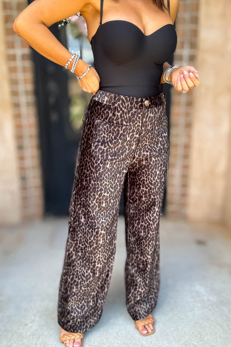 Running Errands Wide Leg Leopard Pants