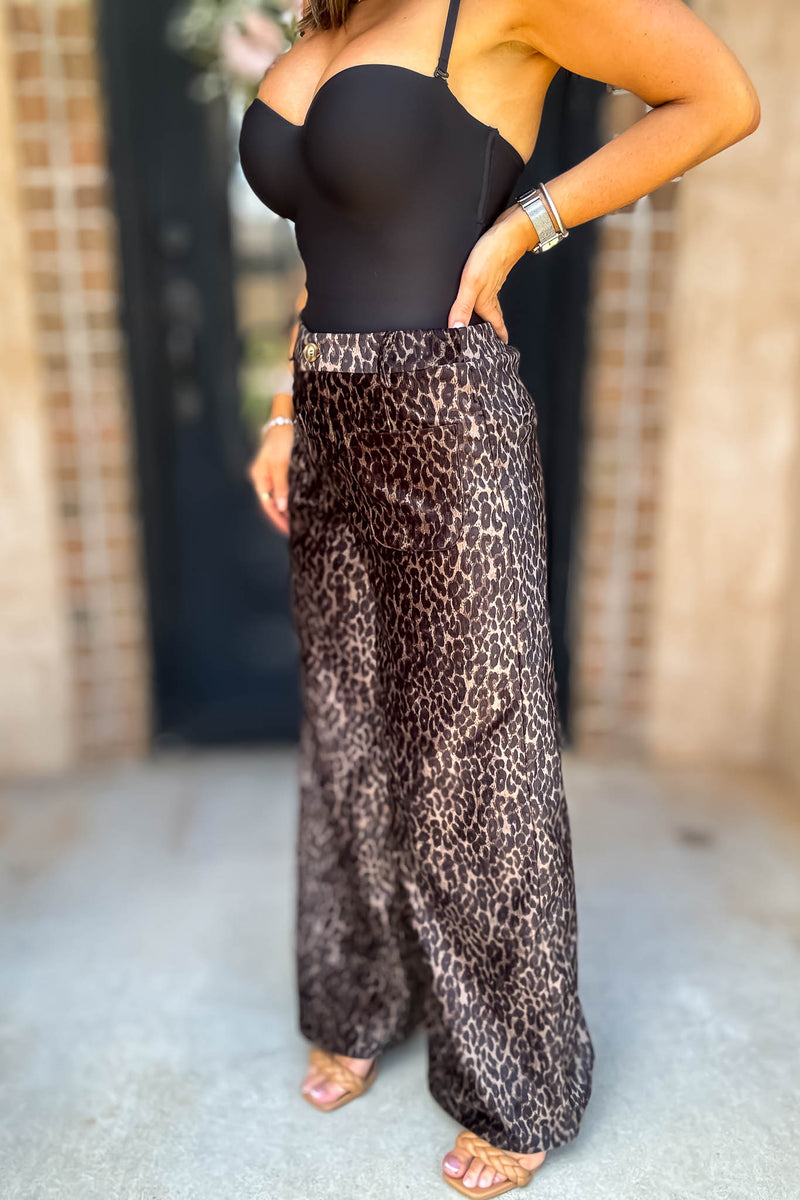 Running Errands Wide Leg Leopard Pants
