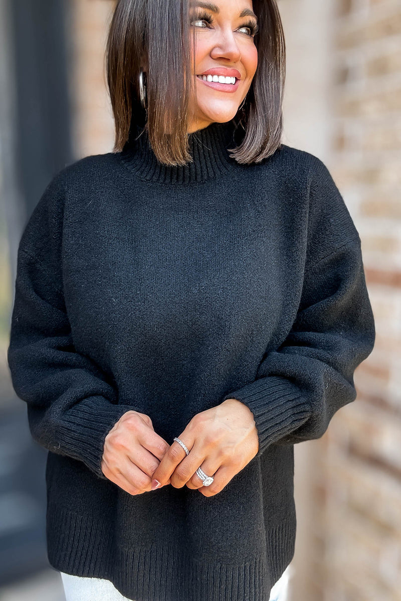 Alexis Favorite Black Mock Neck Sweater