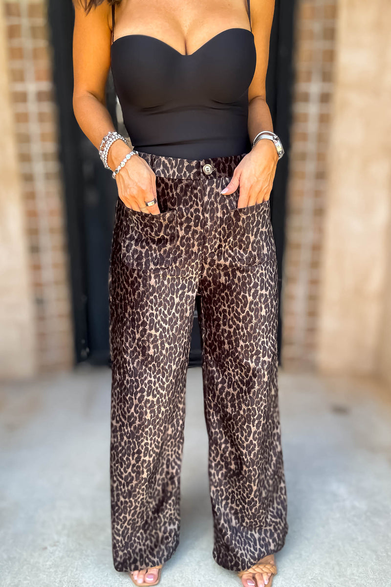 Running Errands Wide Leg Leopard Pants