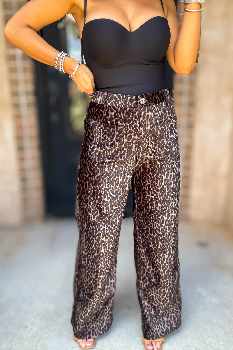 Running Errands Wide Leg Leopard Pants